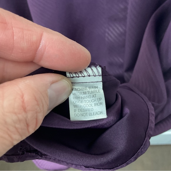 Pre-Owned Stacy Adams Men Purple Striped Button Up Long Sleeve Collar Shirt, XXL - Picture 8 of 11